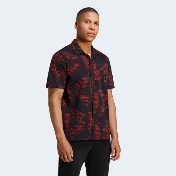  adidas Germany Icon Twill Shirt (World Cup Official Merchandise) - Black/Red 