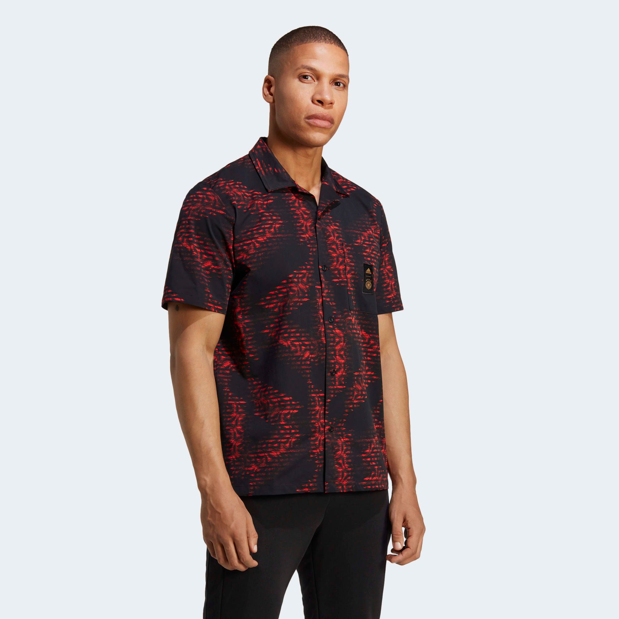  adidas Germany Icon Twill Shirt (World Cup 2022 Official Merchandise) - Black/Red 