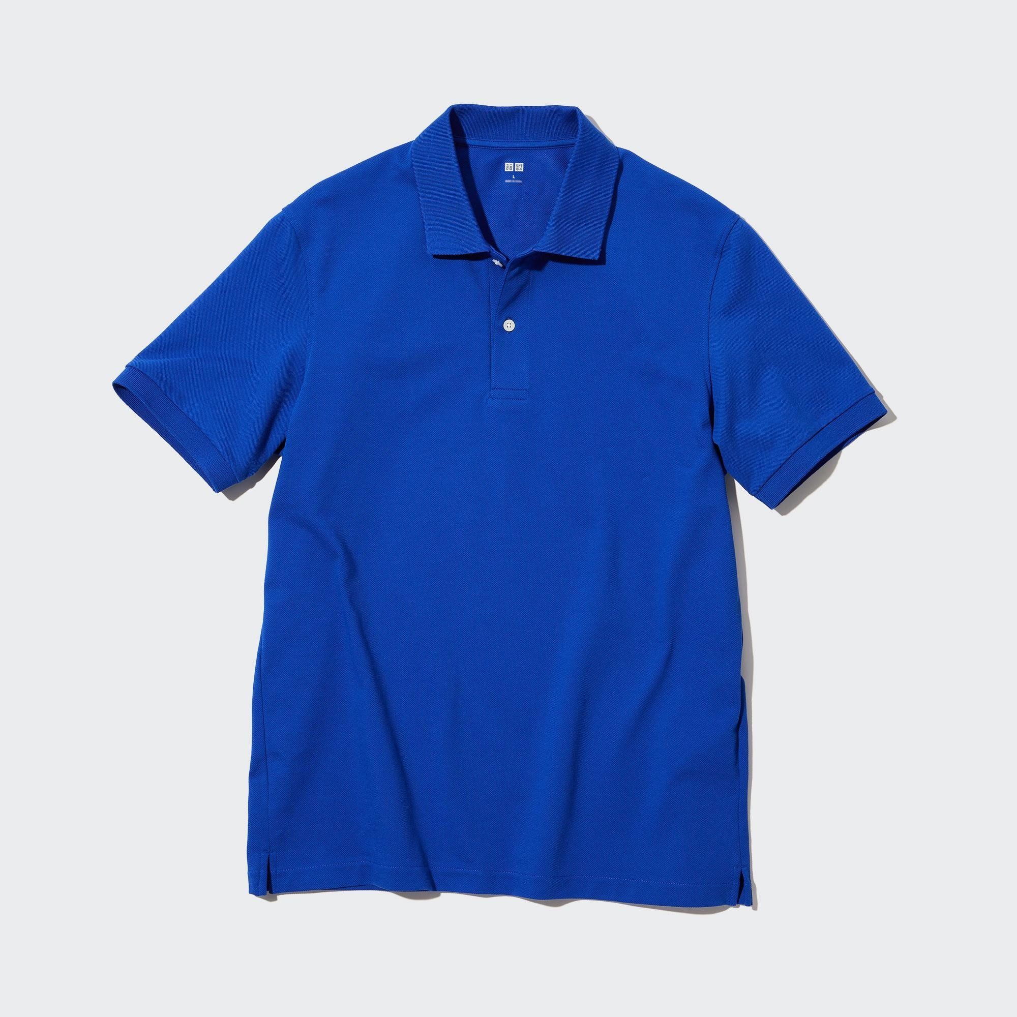  Uniqlo Dry Pique Short Sleeve Polo Shirt - Blue 