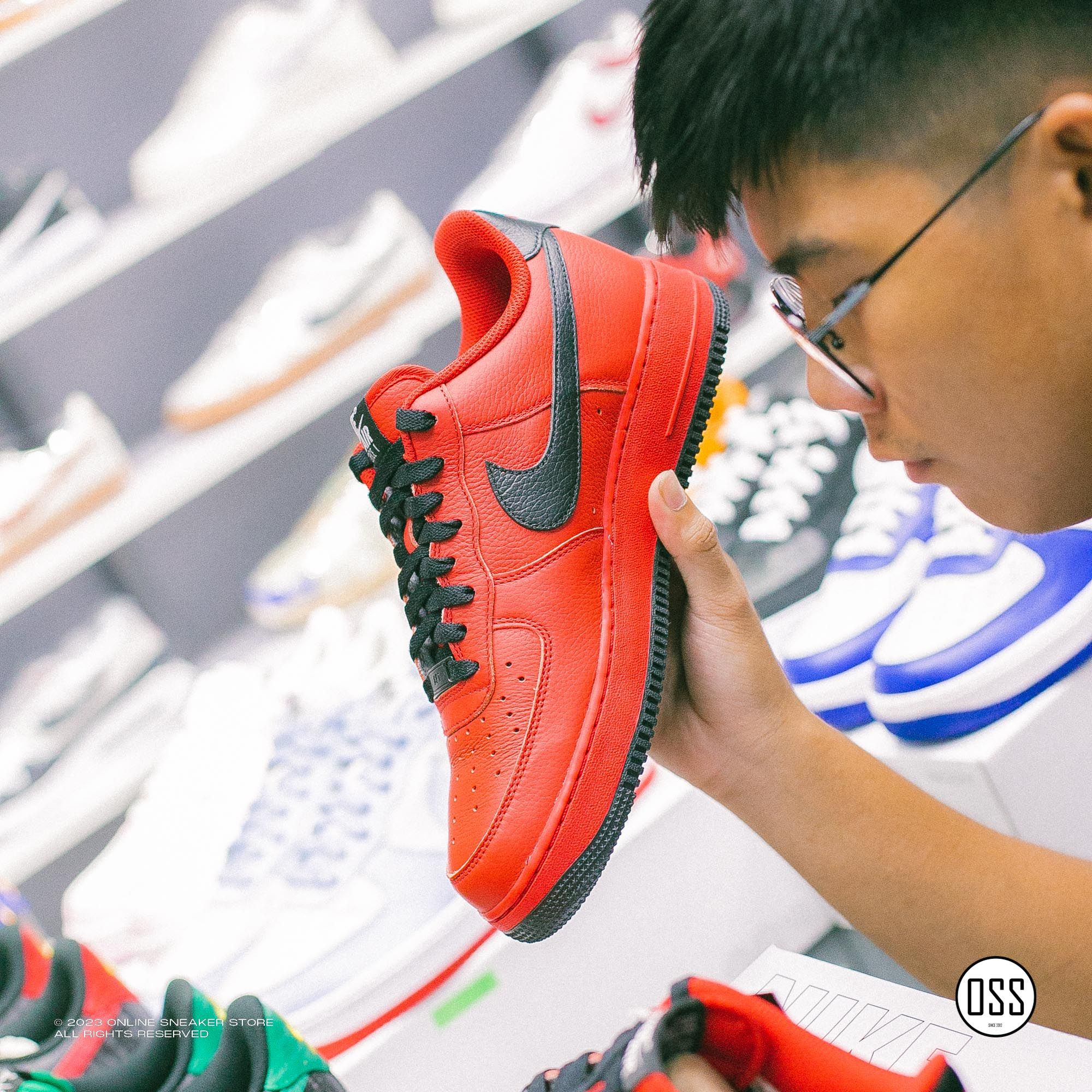  Nike Air Force 1 Low By You - Sport Red Leather 