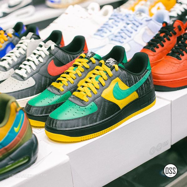  Nike Air Force 1 Low By You - Black Satin /  Tour Yellow / Malachite 