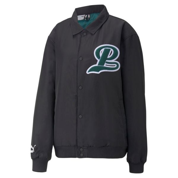  PUMA Team Varsity Bomber Jacket - Black / Green 