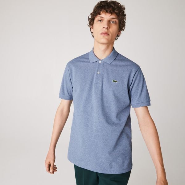  Lacoste Classic Fit Heathered Petit Piqué Cotton Polo - Blue Chine 