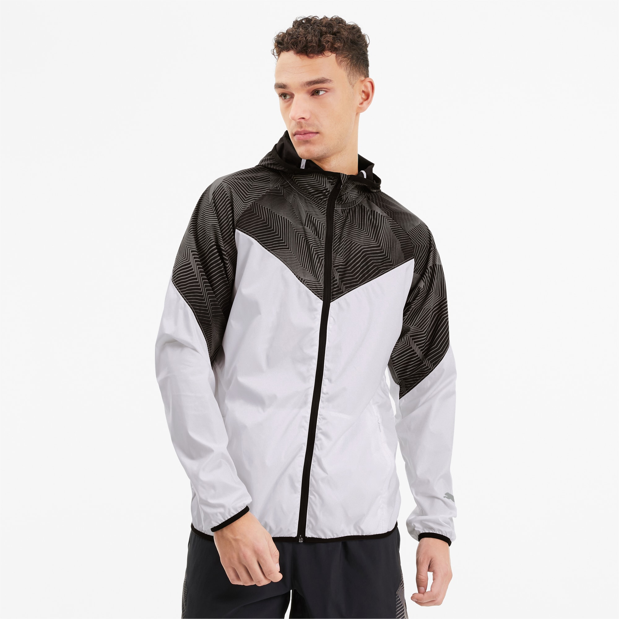 puma run graphic hooded jacket