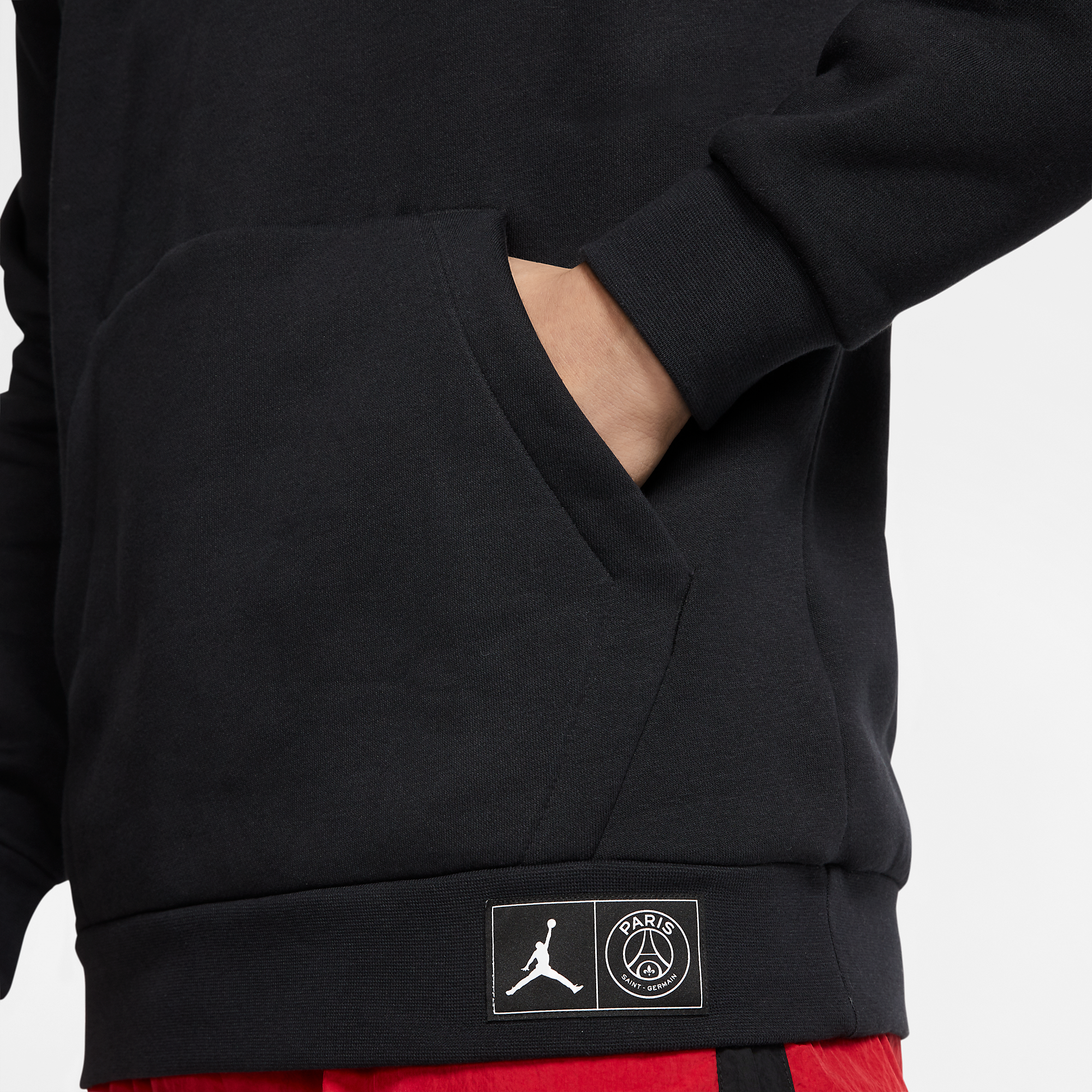  Paris Saint-Germain x Jordan Fleece Pullover Hoodie - Black/University Red 