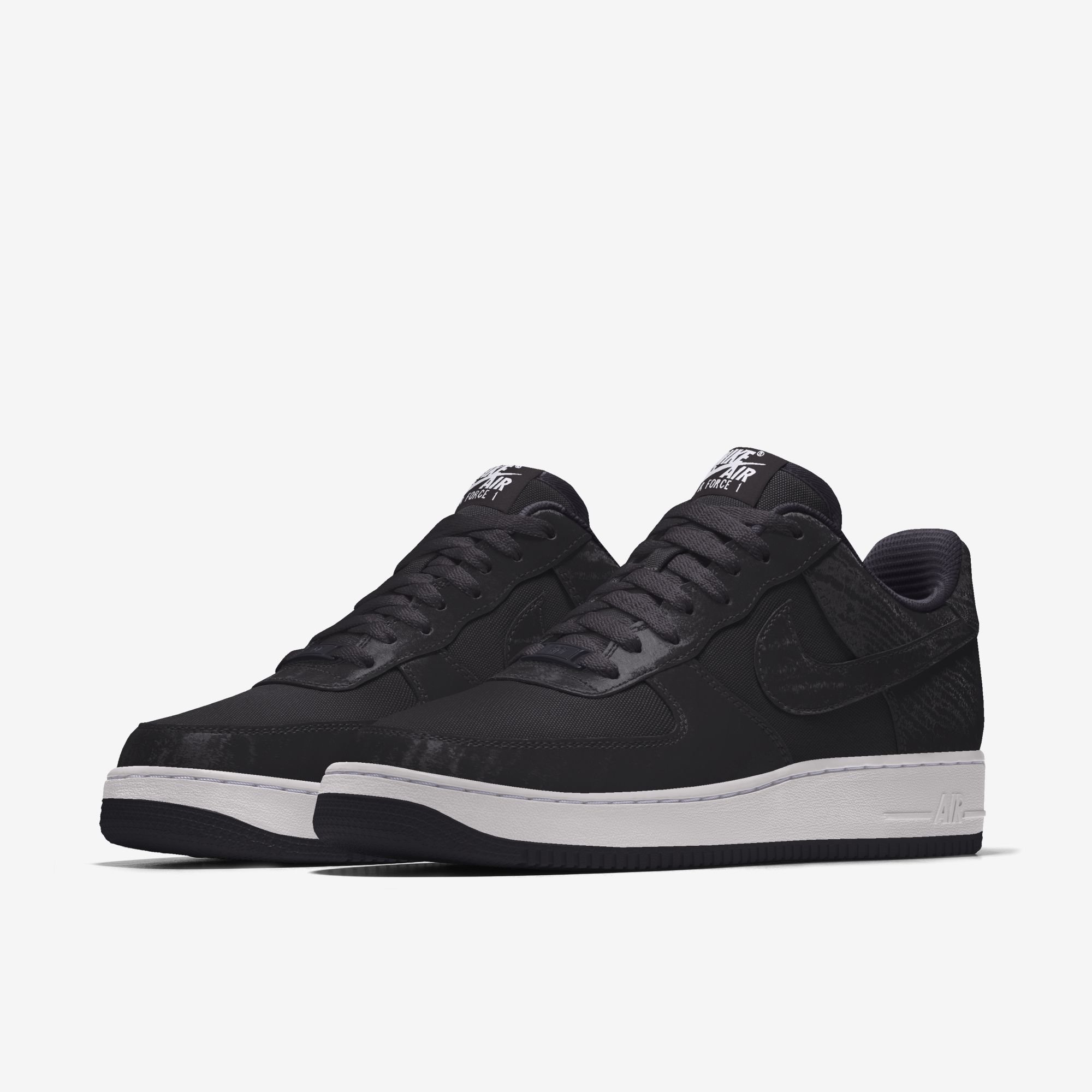  Nike Air Force 1 Low By You - Black Satin / Black Canvas 