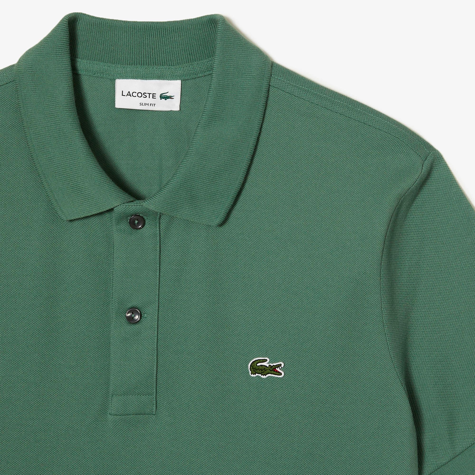  Lacoste L.12.12 Slim Fit Petit Pique Cotton Polo Shirt - Vert Khaki 