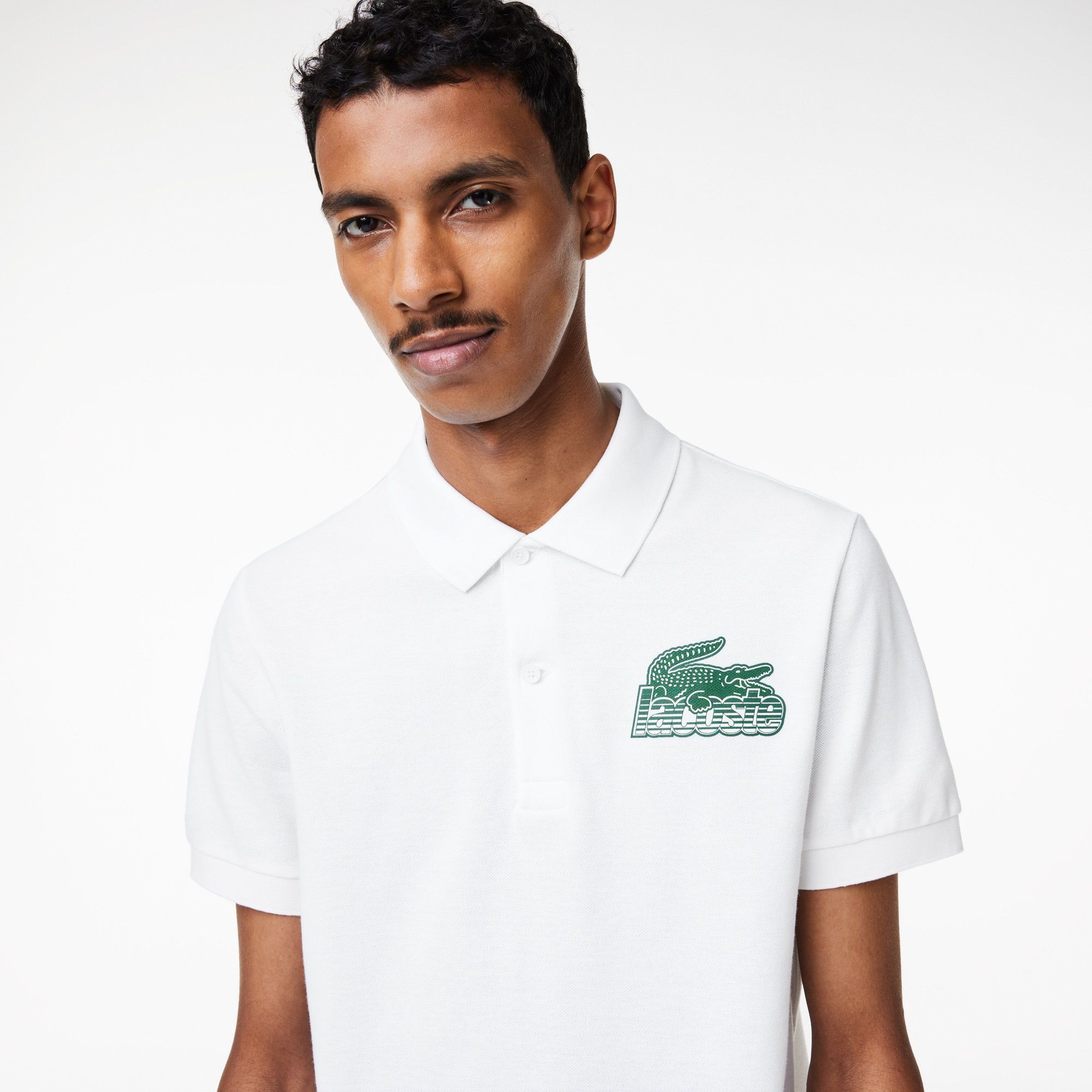  Lacoste Cotton Mini-Piqué Polo Shirt - White 