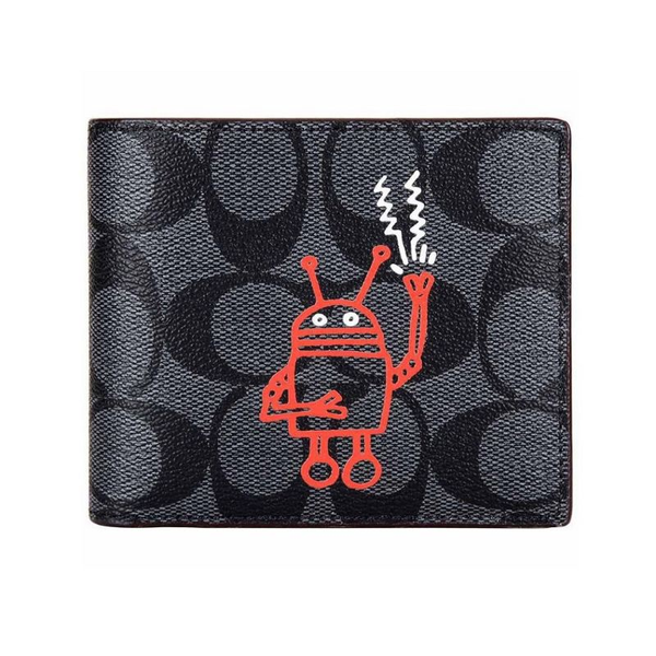  Coach X Keith Haring 3-in-1 Wallet In Signature Canvas With Robot Motif 