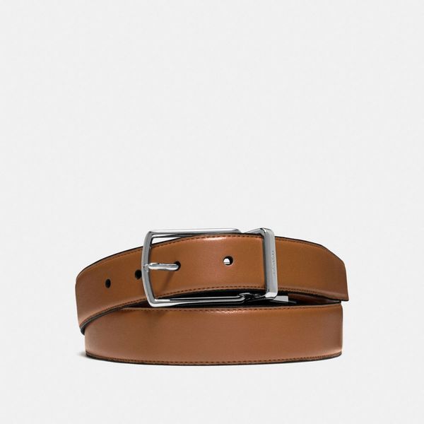  Coach Harness Buckle Cut To Size Reversible Belt 32mm - Dark Saddle 