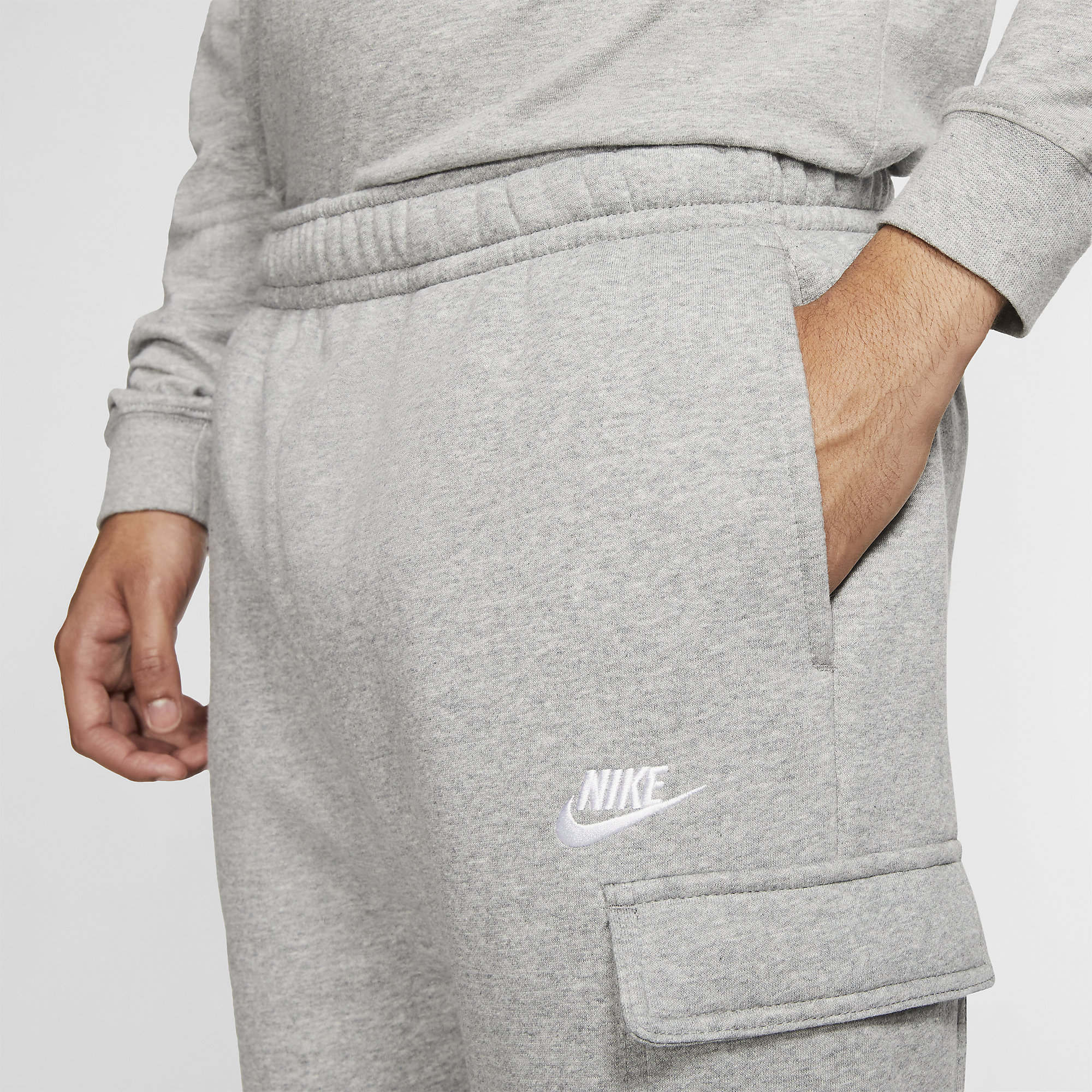 nike cargo club pants grey