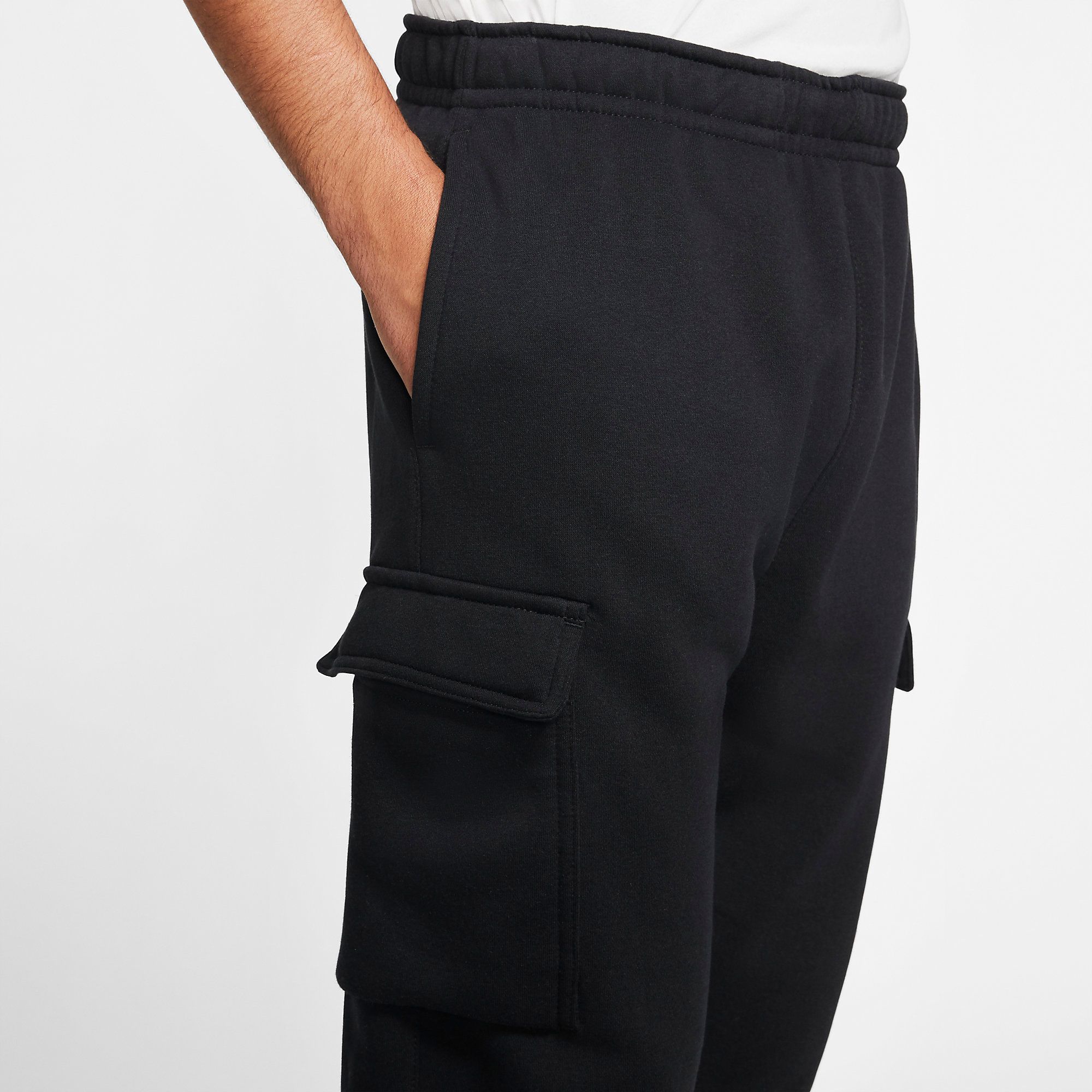 Sportswear Fleece Cargo Trousers in Black & White - Glue Store