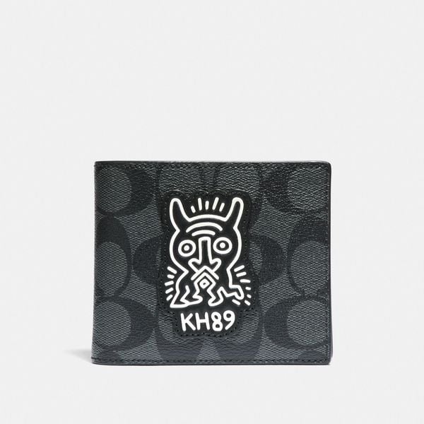  Coach X Keith Haring 3-in-1 Wallet In Signature Canvas With Motif 
