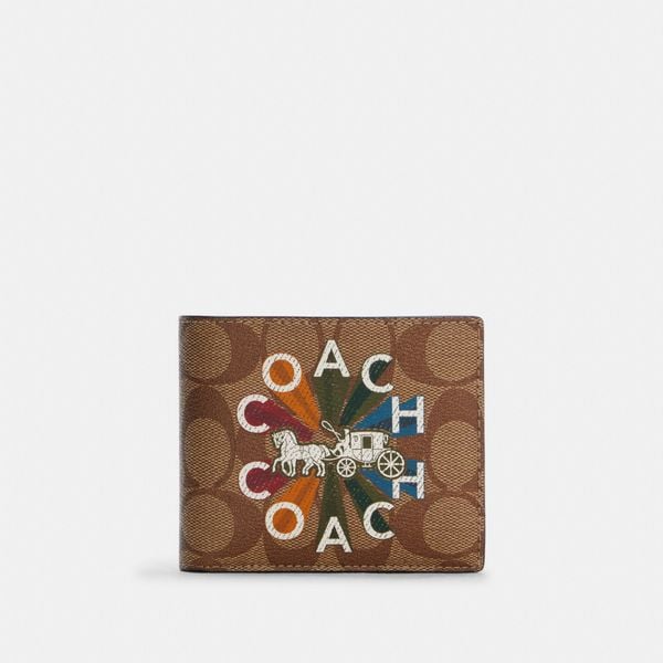  Coach 3 In 1 Wallet In Signature Canvas With Coach Radial Rainbow 