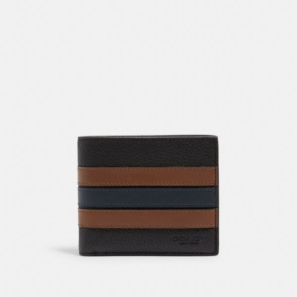  Coach 3-In-1 Wallet With Varsity Stripe - Black Saddle 