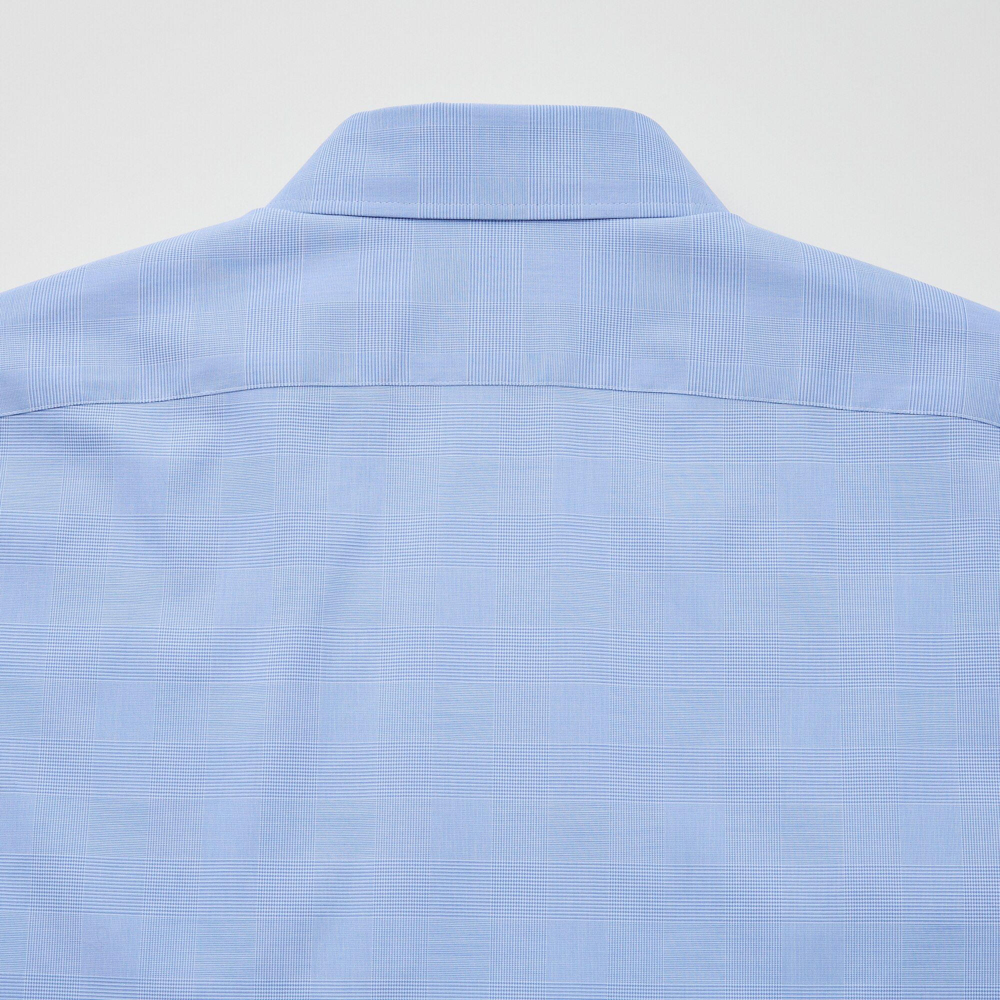  Uniqlo Easy Care Checked Stretch Long Sleeve Shirt - Blue (Slim Fit) 