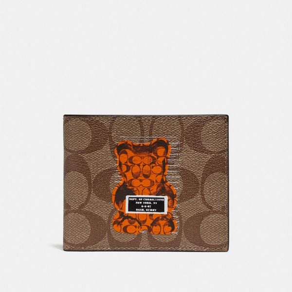  Coach ID Billfold Wallet In Signature Canvas With Vandal Gummy 