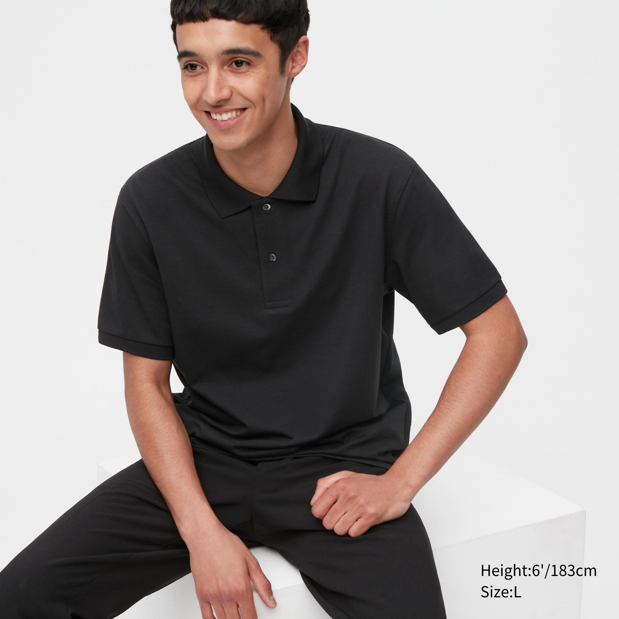 Uniqlo black shirt Mens Fashion Tops  Sets Tshirts  Polo Shirts on  Carousell