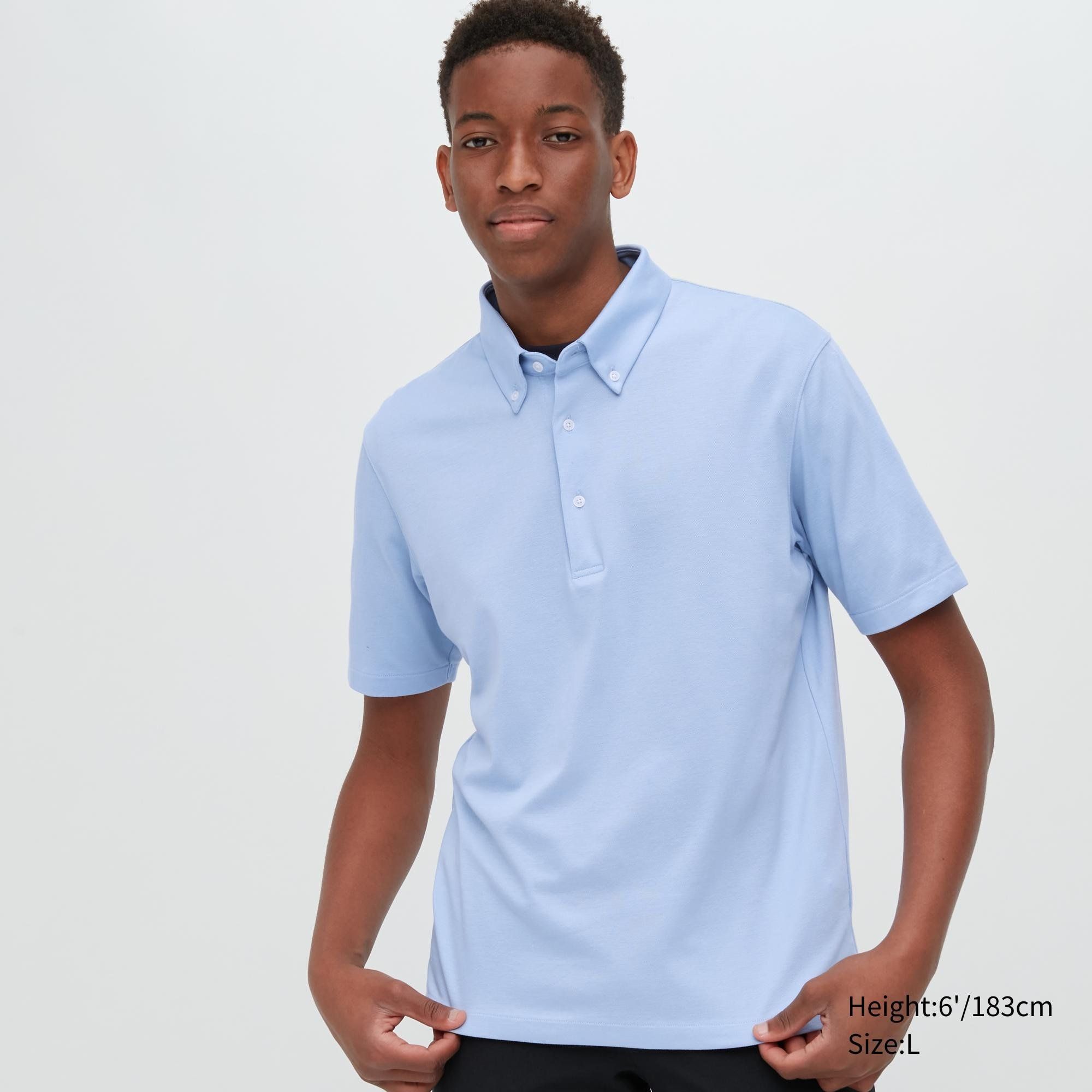  Uniqlo AIRism Kanoko Polo Short Sleeve Shirt - Light Blue 