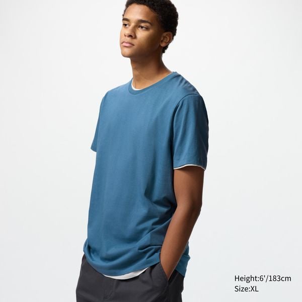 Uniqlo Supima Cotton Crew Neck T-Shirt - Blue 
