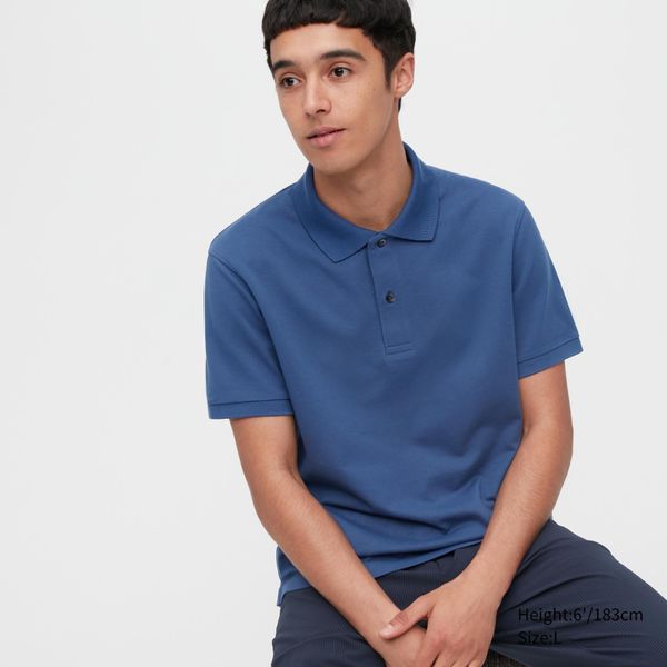  Uniqlo Dry Pique Short Sleeve Polo Shirt - Blue 