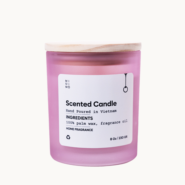  Pink Glass Wooden Lid Candle 230g 