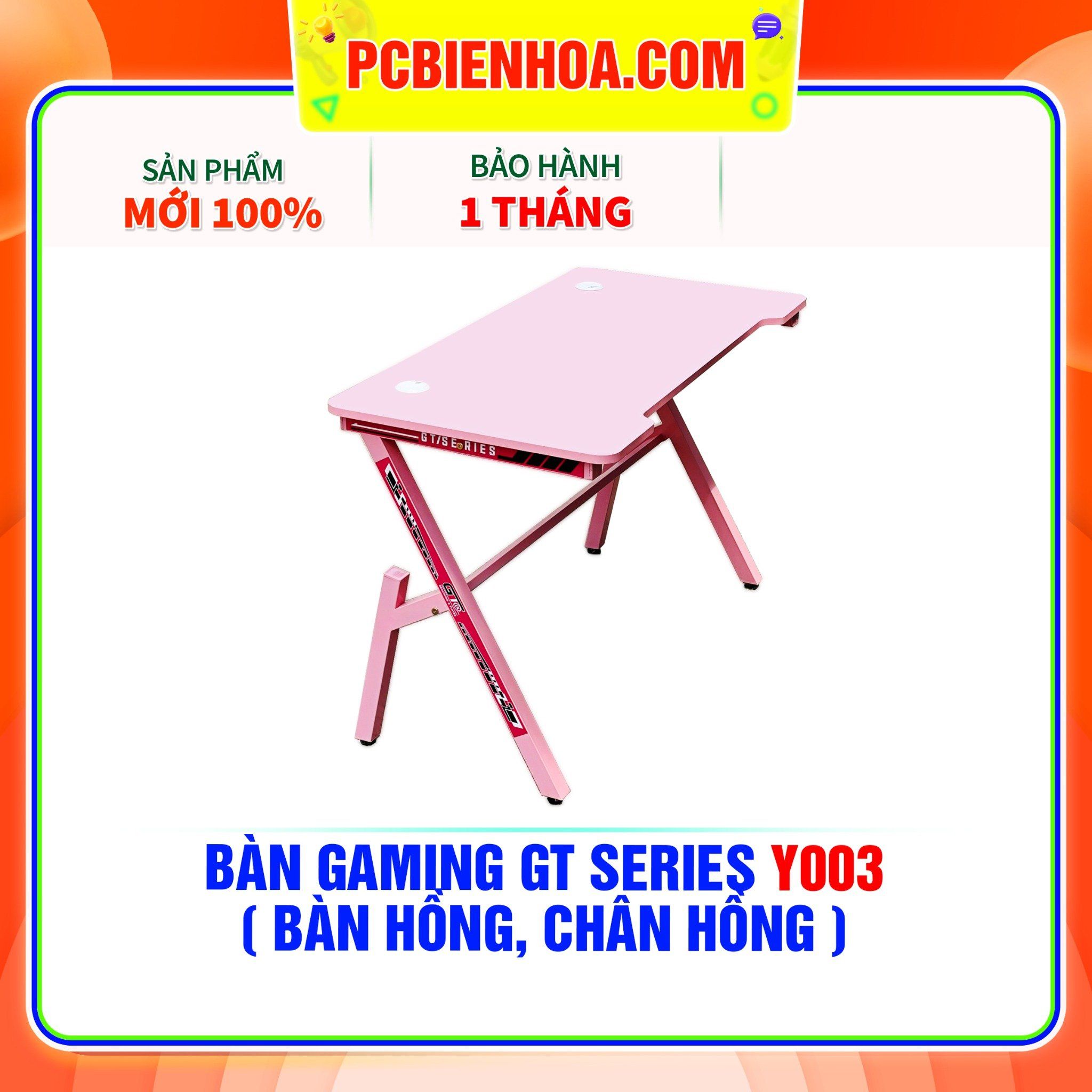  BÀN GAMING GT SERIES Y003 ( BÀN HỒNG, CHÂN HỒNG ) 