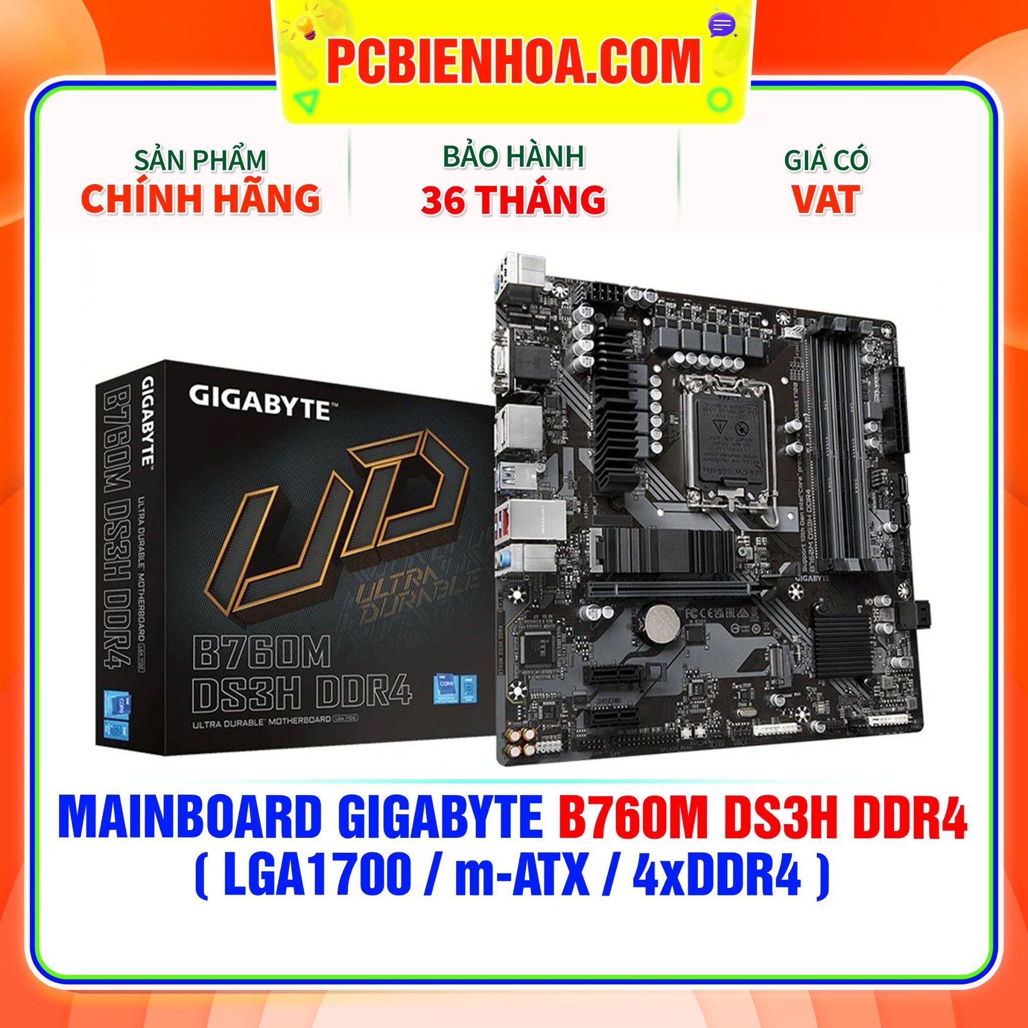  MAINBOARD GIGABYTE B760M DS3H DDR4 ( LGA1700 / m-ATX / 4xDDR4 ) 