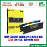 RAM CORSAIR VENGEANCE BLACK RGB - 32GB (2x16GB) 6000MHz DDR5 (CMH32GX5M2E6000C36) 