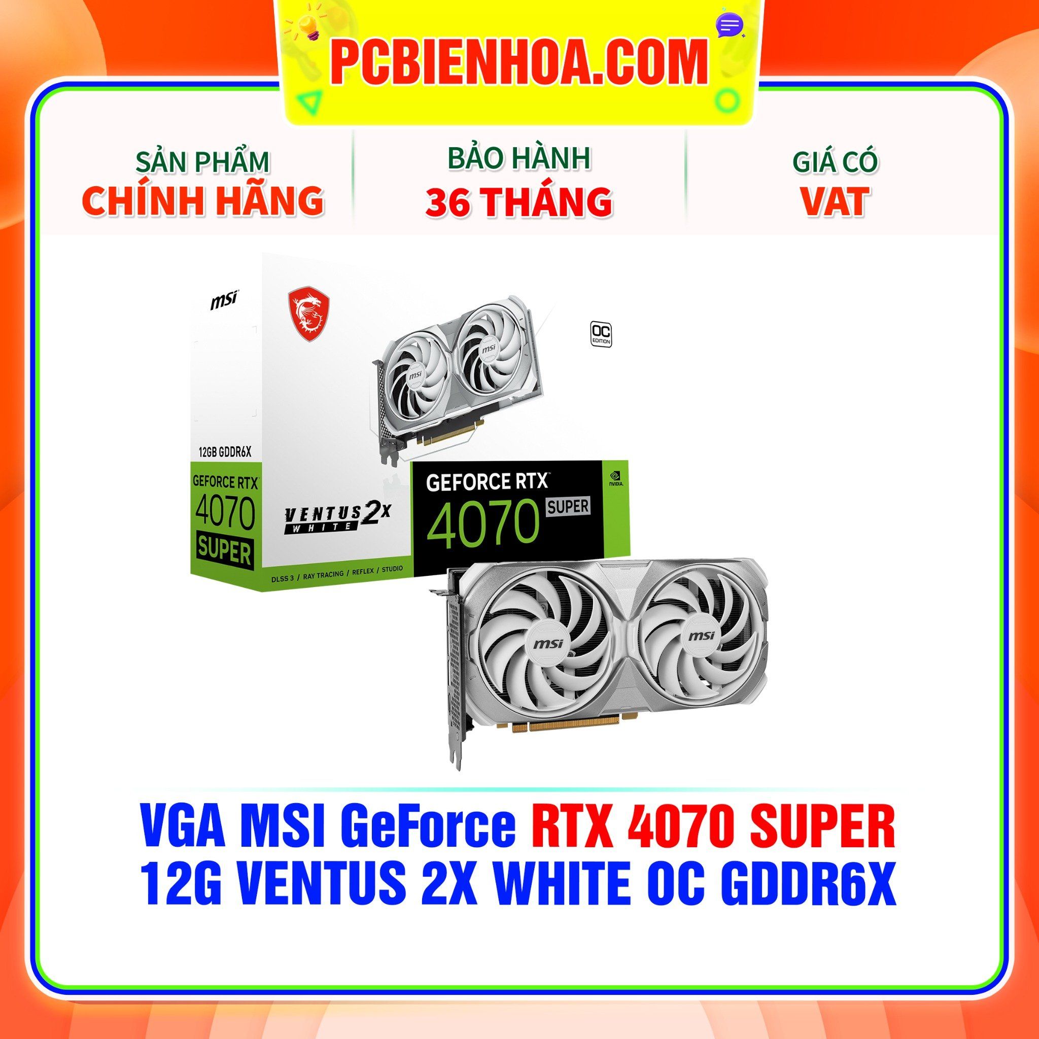  VGA MSI GeForce RTX 4070 SUPER 12G VENTUS 2X WHITE OC GDDR6X 