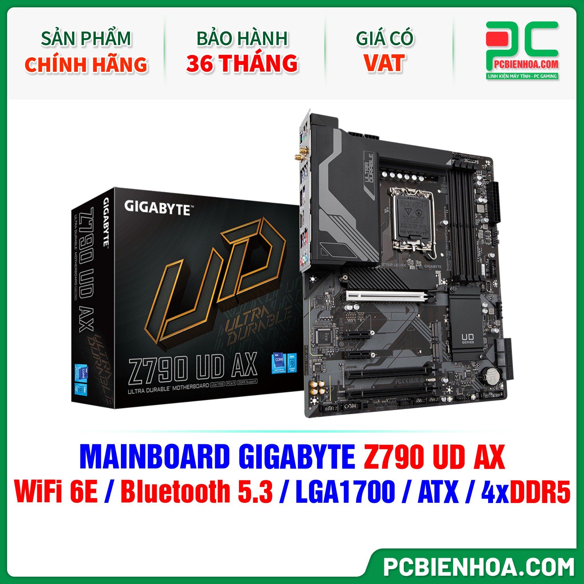  DDR5 - MAINBOARD GIGABYTE Z790 UD AX ( WIFI 6E / Bluetooth 5.3 / LGA1700 / ATX / 4xDDR5 ) 