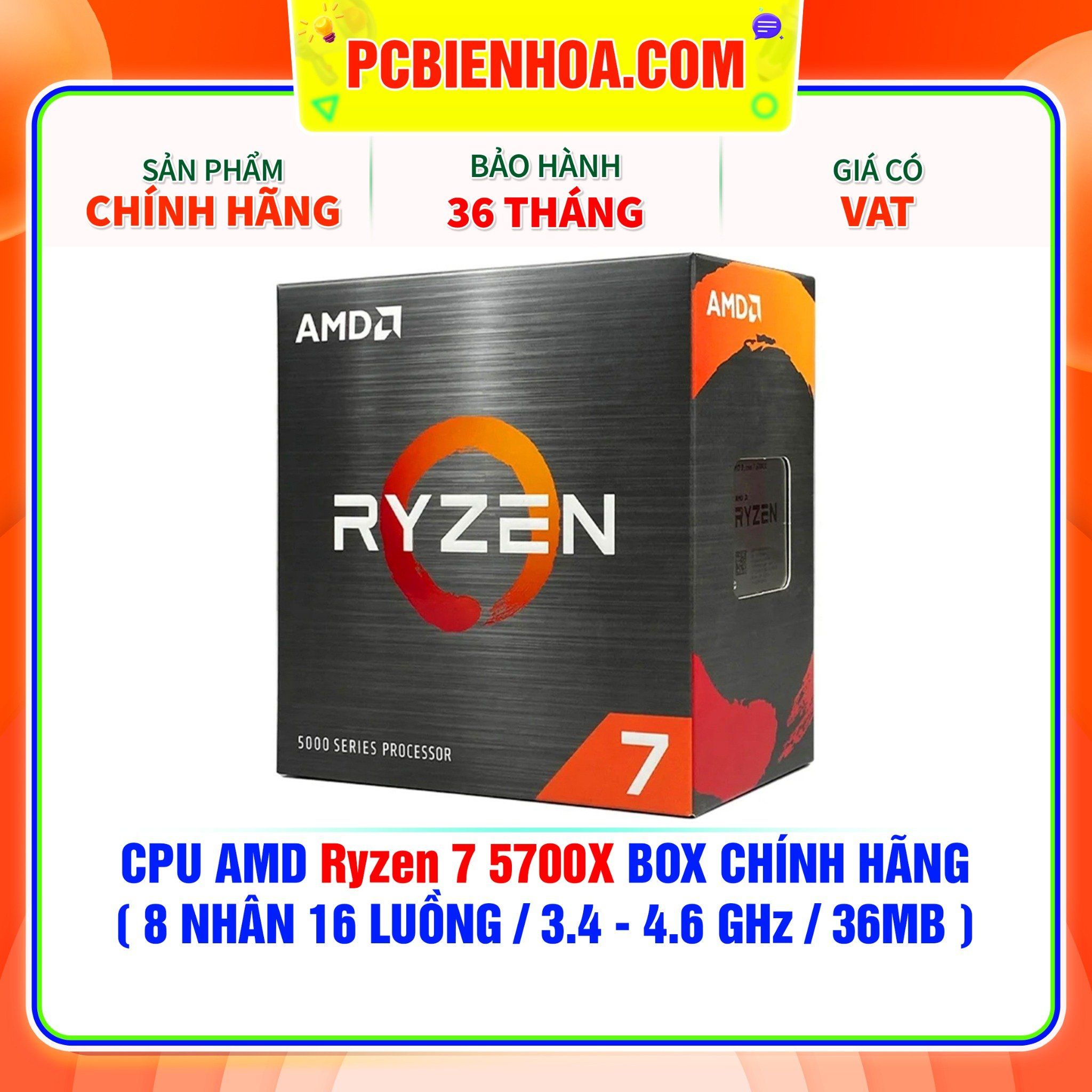  CPU AMD Ryzen 7 5700X BOX CHÍNH HÃNG ( 8 NHÂN 16 LUỒNG / 3.4 - 4.6 GHz / 36MB ) 