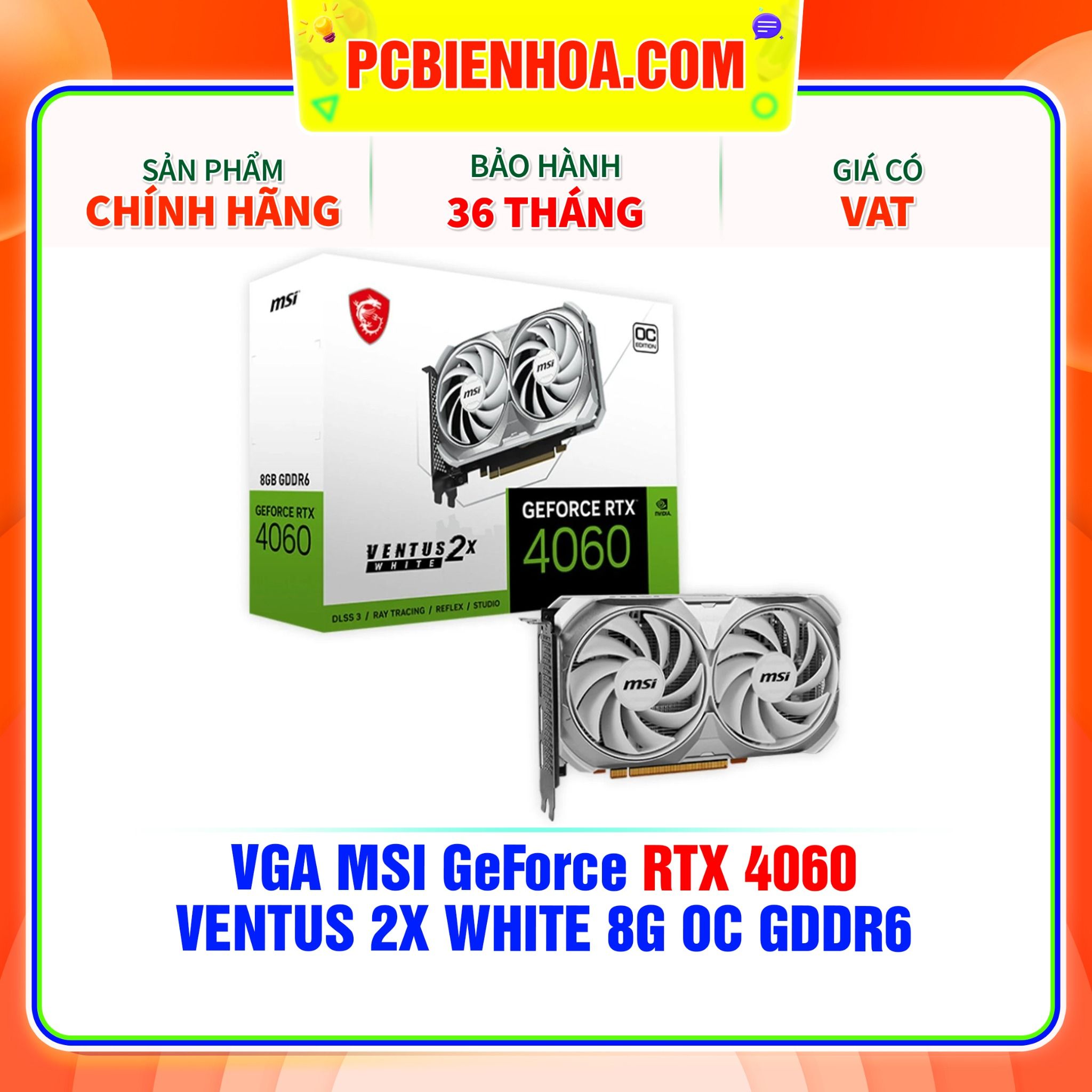  VGA MSI GeForce RTX 4060 VENTUS 2X WHITE 8G OC GDDR6 