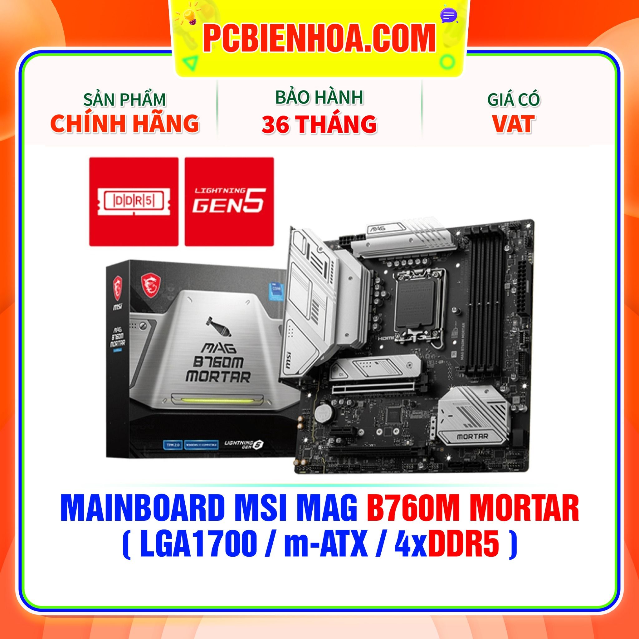  DDR5 - MAINBOARD MSI MAG B760M MORTAR ( LGA1700 / m-ATX / 4xDDR5 ) 