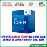  CPU Intel Core i7 14700F BOX CHÍNH HÃNG ( 20 NHÂN 28 LUỒNG / Turbo 5.4 GHz / 33MB ) 