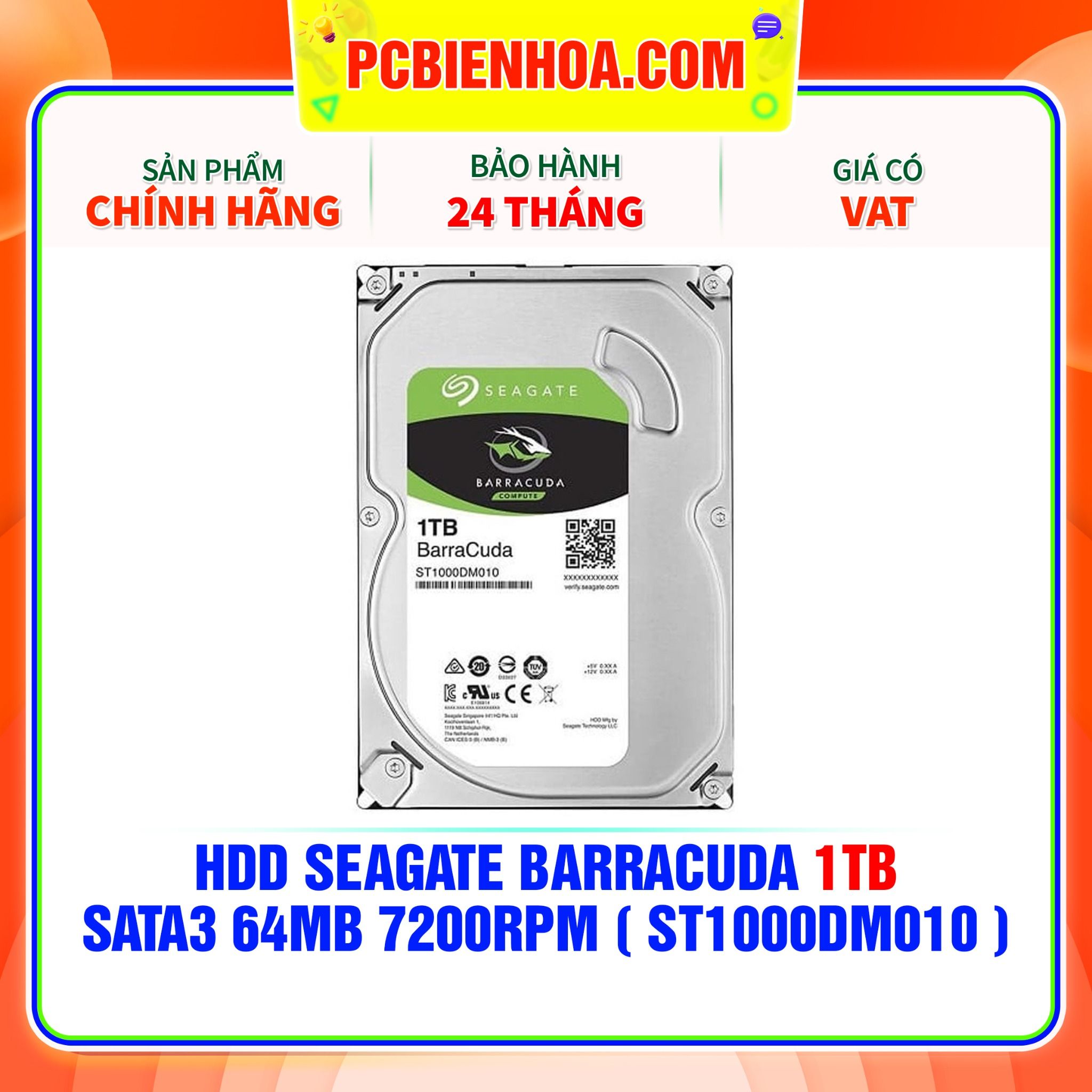  HDD SEAGATE BARRACUDA 1TB - SATA3 64MB 7200RPM ( ST1000DM010 ) 