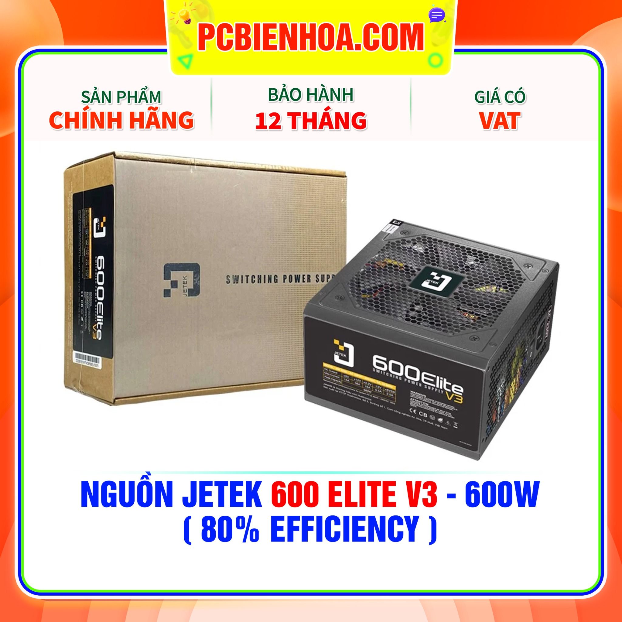  NGUỒN JETEK 600 ELITE V3 - 600W ( 80% EFFICIENCY ) 