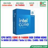  CPU Intel Core i5 14600K BOX CHÍNH HÃNG ( 14 NHÂN 20 LUỒNG / Turbo 5.3 GHz / 24MB / UHD Graphics 770 ) 