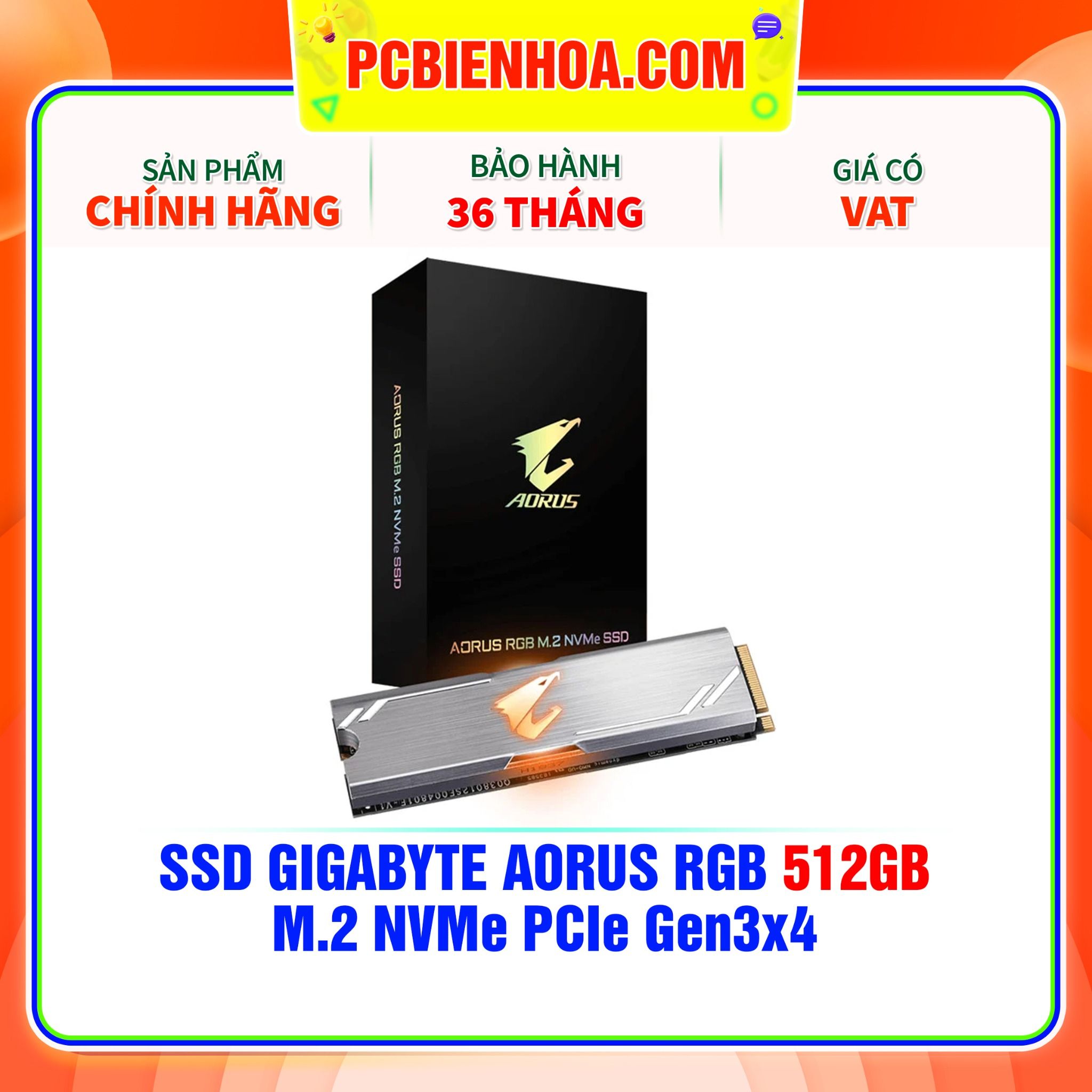  SSD GIGABYTE AORUS RGB 512GB M.2 NVMe PCIe Gen3x4 ( GP-ASM2NE2512GTTDR ) 