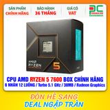  CPU AMD Ryzen 5 7600 BOX CHÍNH HÃNG ( 6 NHÂN 12 LUỒNG / Turbo 5.1 GHz / 38MB / Radeon Graphics ) 