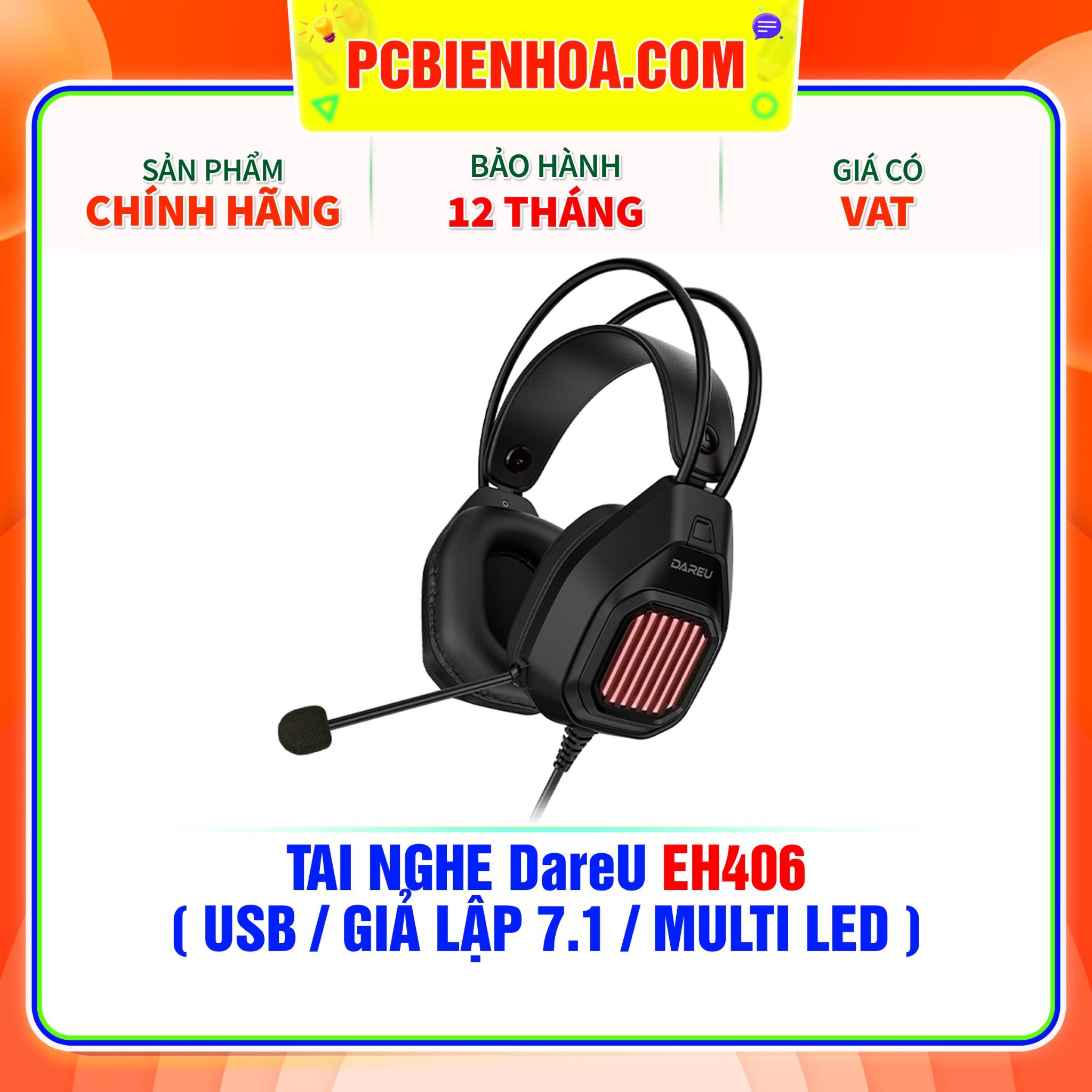  TAI NGHE DareU EH406 ( USB / GIẢ LẬP 7.1 / MULTI LED ) 