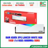  RAM ADATA XPG LANCER WHITE RGB - 16GB (1x16GB) 6000MHz DDR5 