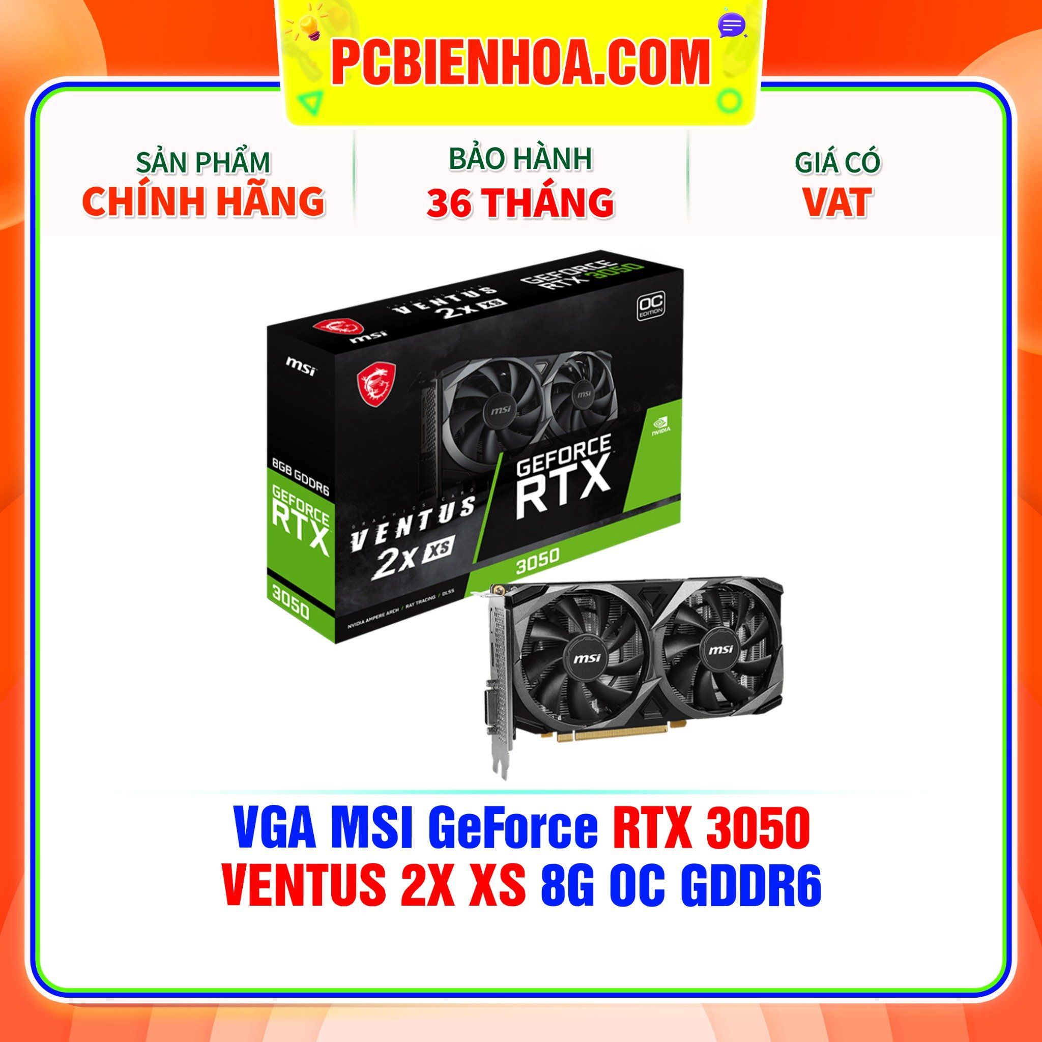  VGA MSI GeForce RTX 3050 VENTUS 2X XS 8G OC GDDR6 