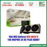 VGA MSI GeForce RTX 5070 Ti 16G INSPIRE 3X OC PLUS GDDR7 