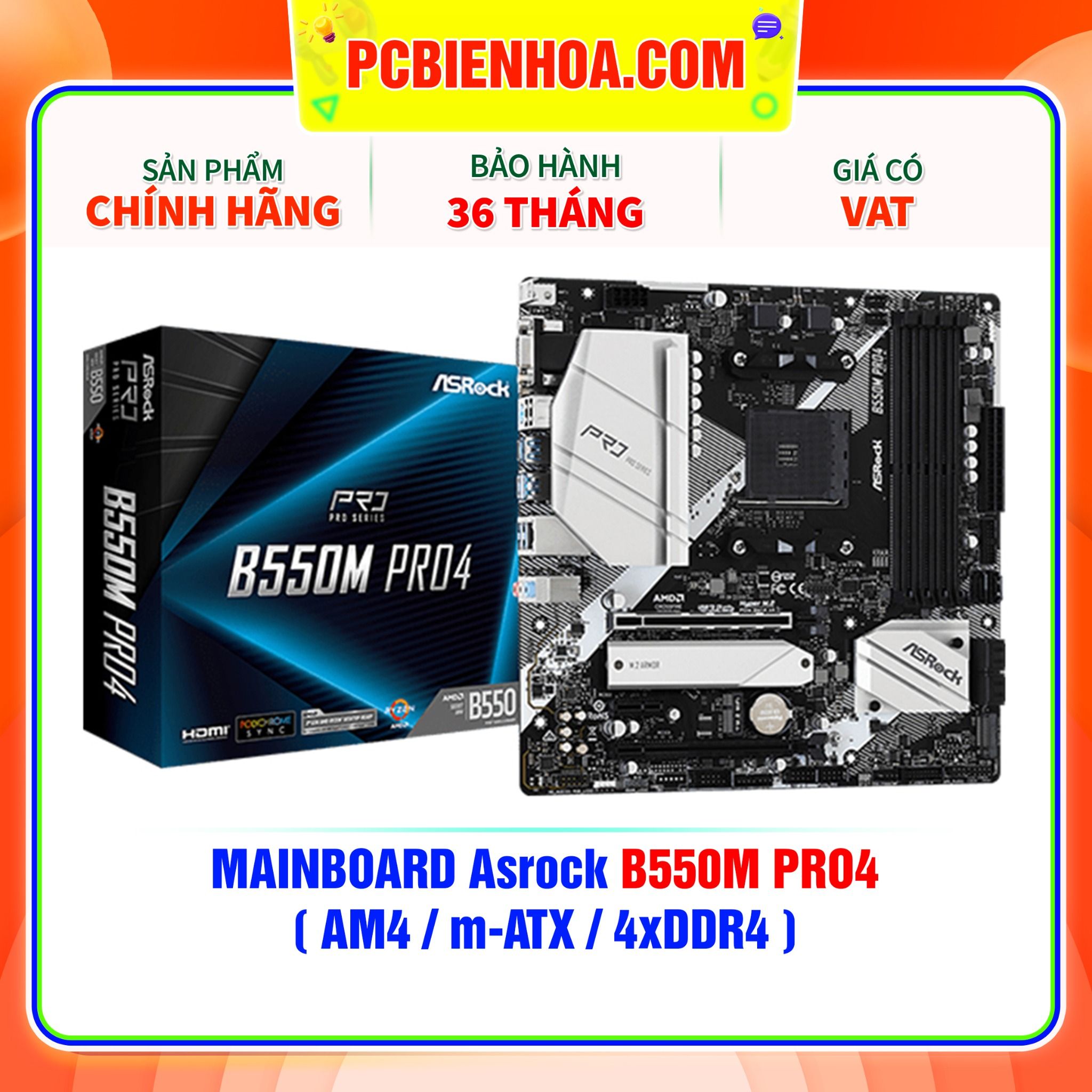  MAINBOARD Asrock B550M PRO4 ( AM4 / m-ATX / 4xDDR4 ) 