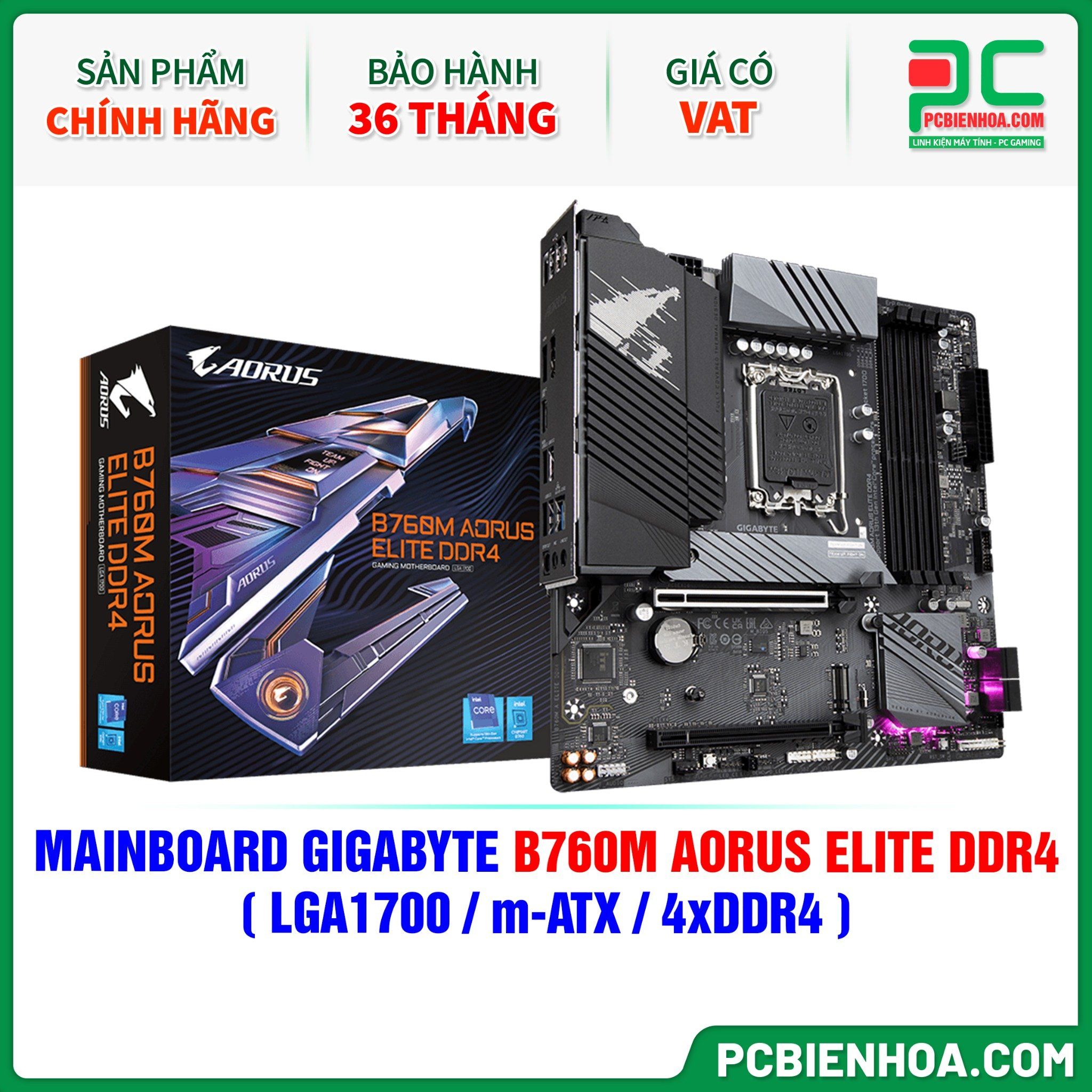  MAINBOARD GIGABYTE B760M AORUS ELITE DDR4 ( LGA1700 / m-ATX / 4xDDR4 ) 