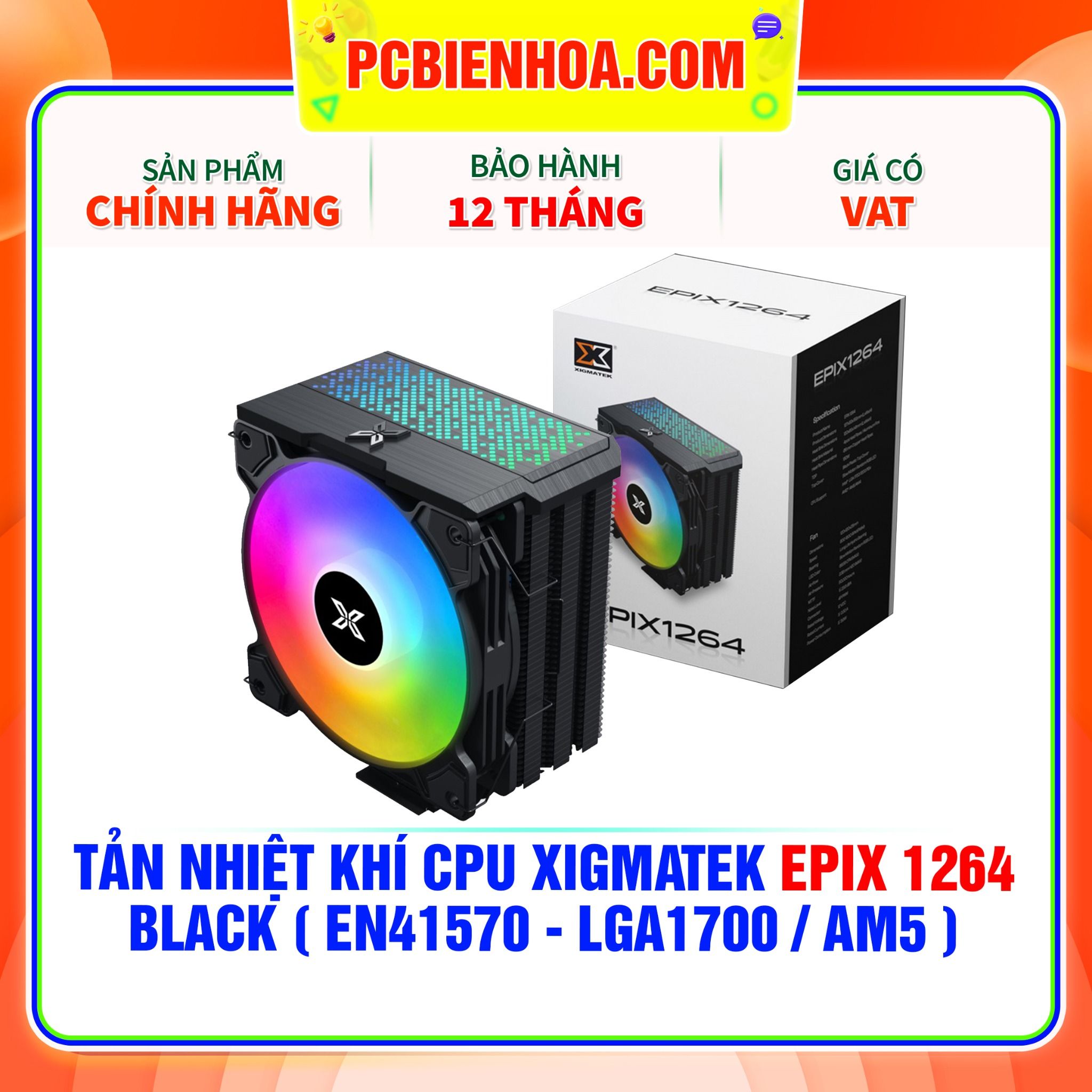  TẢN NHIỆT KHÍ CPU XIGMATEK EPIX 1264 BLACK ( EN41570 - HỖ TRỢ SOCKET LGA1700 / AM5 ) 