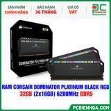  RAM CORSAIR DOMINATOR PLATINUM BLACK RGB - 32GB (2x16GB) 6200MHz DDR5 ( CMT32GX5M2X6200C36 ) 