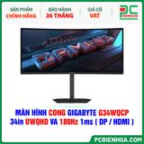  MÀN HÌNH CONG GIGABYTE G34WQCP - 34in UWQHD VA 180Hz 1ms ( DP / HDMI ) 
