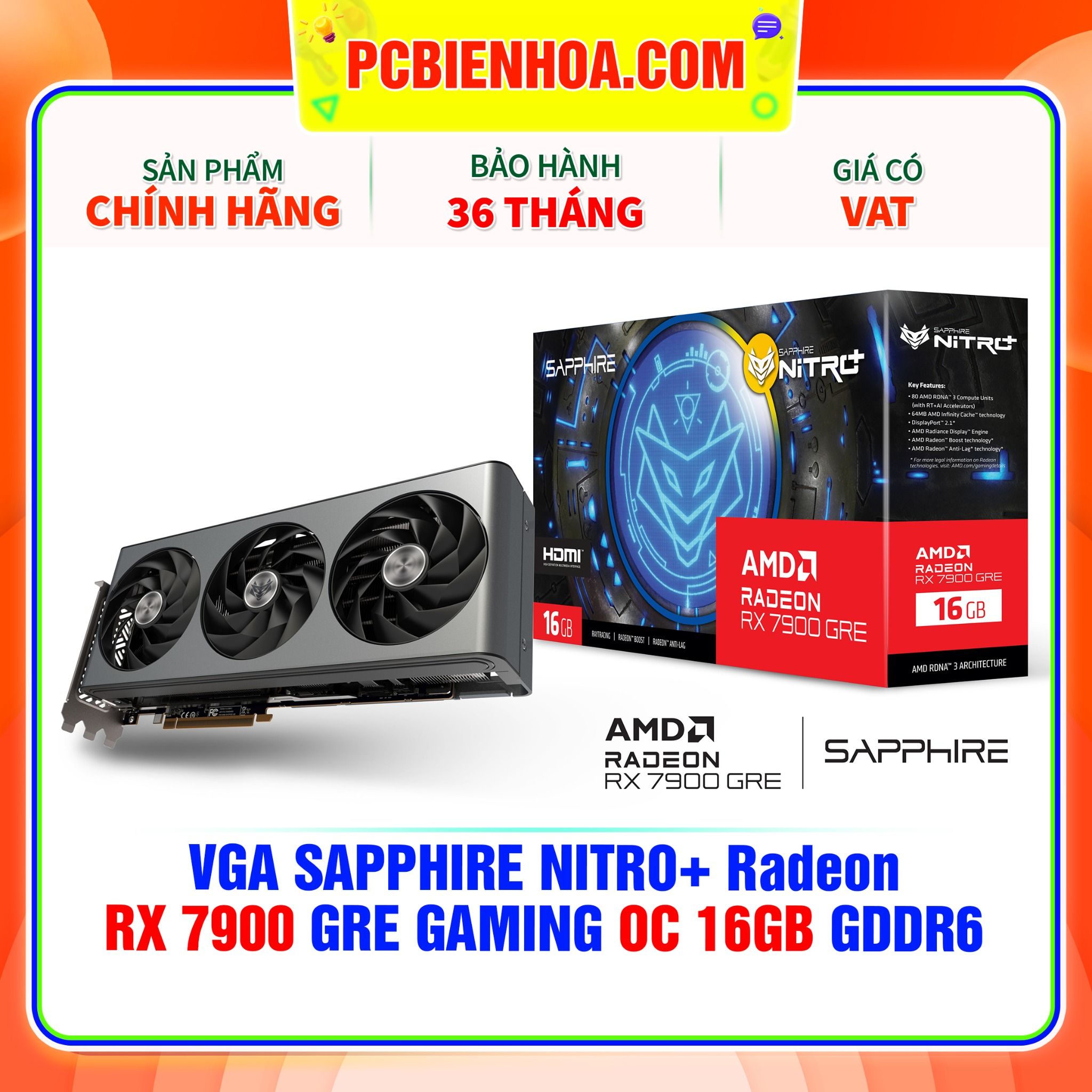  VGA SAPPHIRE NITRO+ Radeon RX 7900 GRE GAMING OC 16GB GDDR6 ( 11325-02 ) 